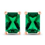 Emerald-Cut Prong Set Stud Earrings