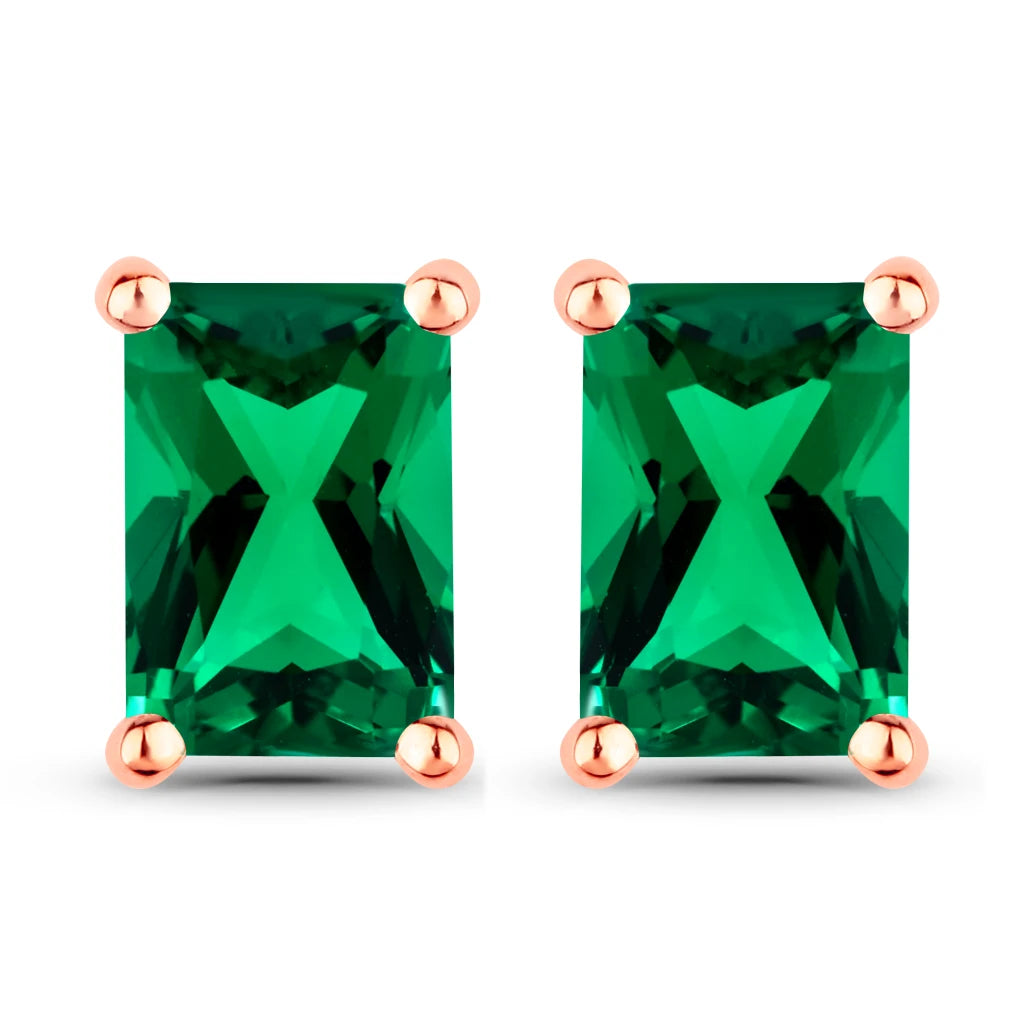 Emerald-Cut Prong Set Stud Earrings