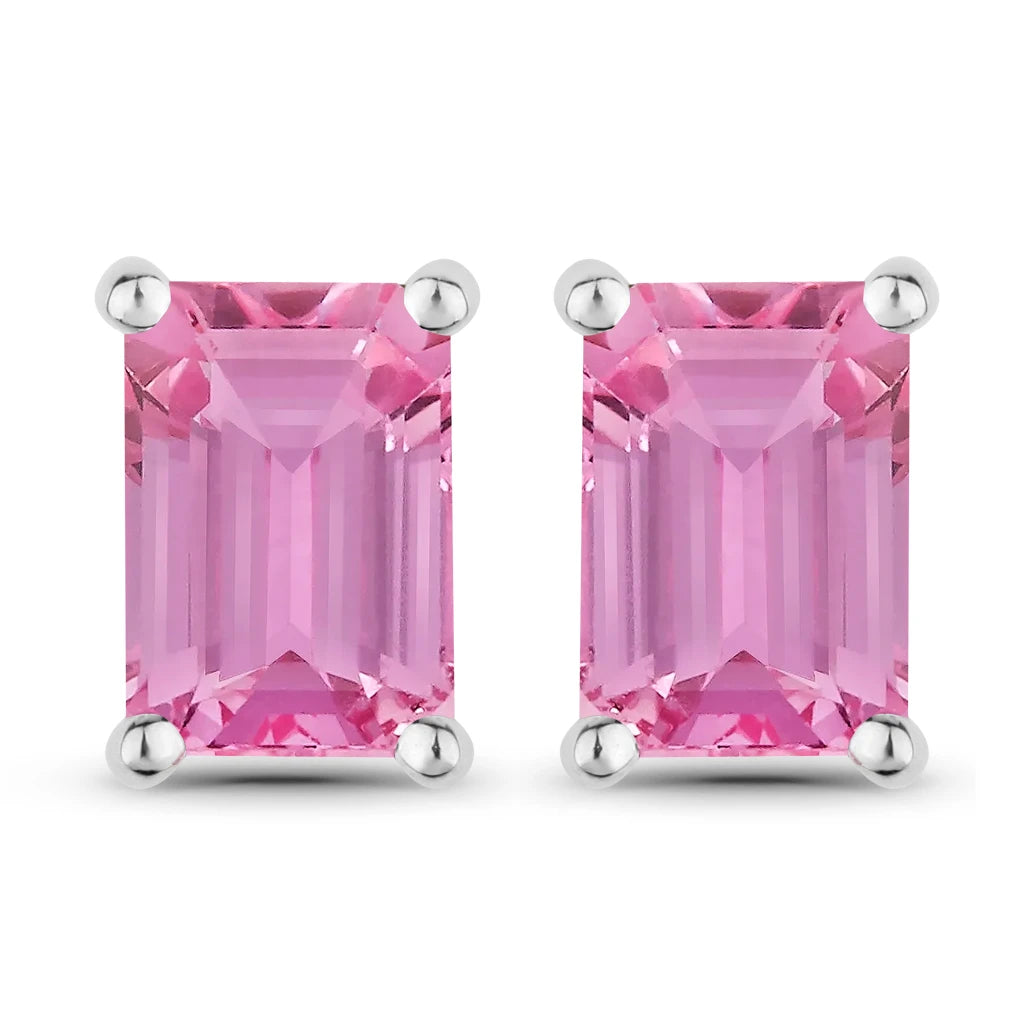 Emerald-Cut Prong Set Stud Earrings
