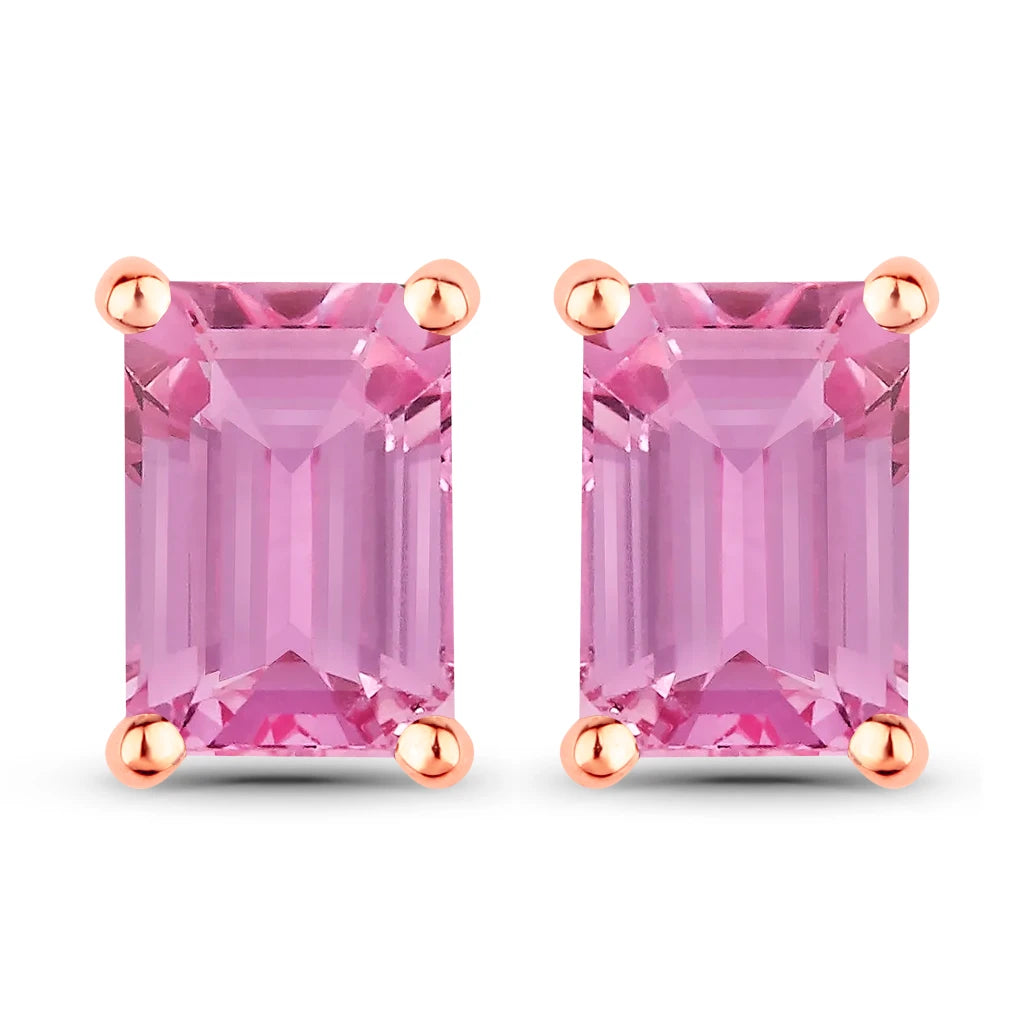 Emerald-Cut Prong Set Stud Earrings
