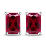 Emerald-Cut Prong Set Stud Earrings