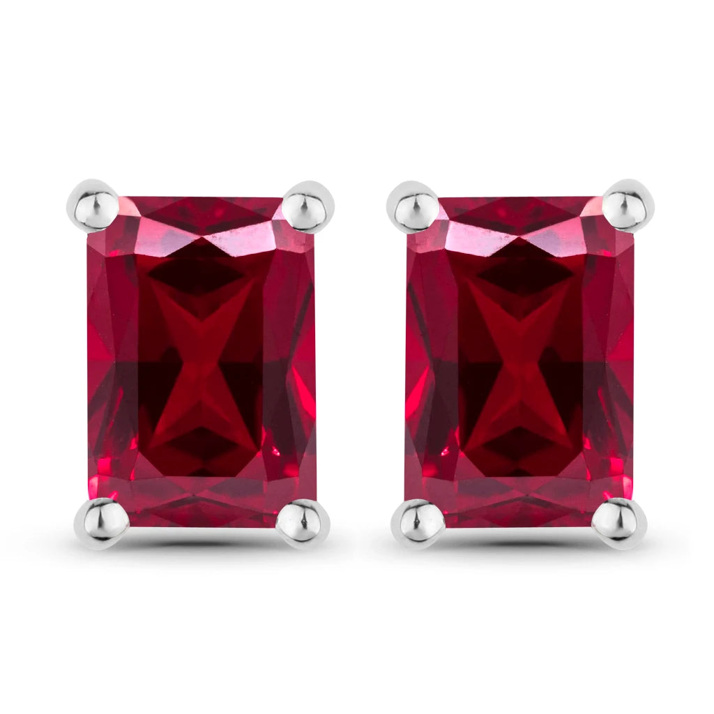 Emerald-Cut Prong Set Stud Earrings