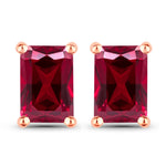 Emerald-Cut Prong Set Stud Earrings