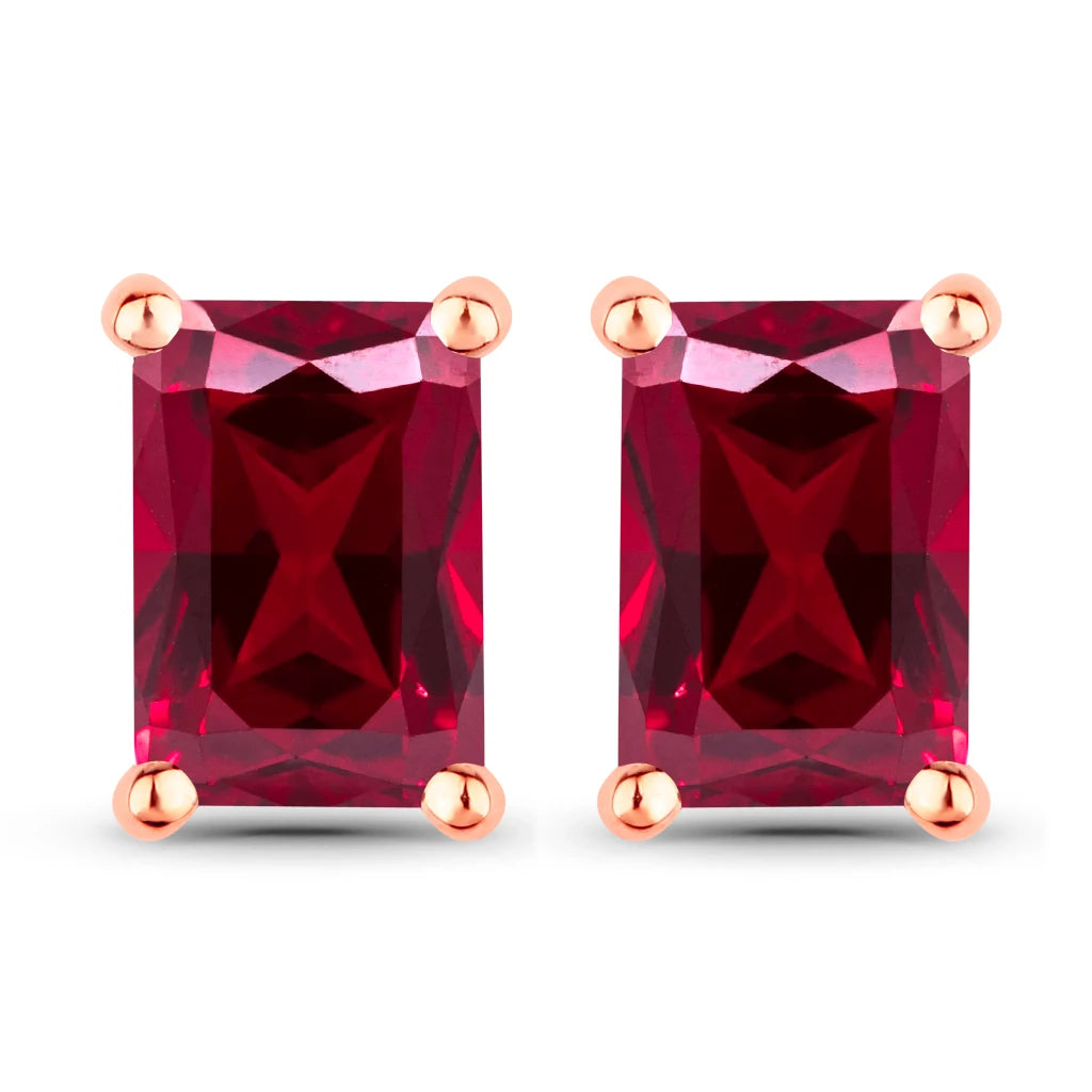 Emerald-Cut Prong Set Stud Earrings