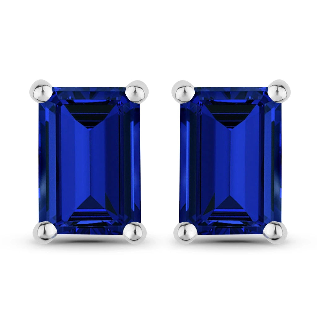 Emerald-Cut Prong Set Stud Earrings