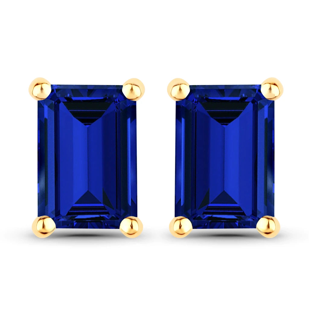 Emerald-Cut Prong Set Stud Earrings