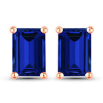 Emerald-Cut Prong Set Stud Earrings