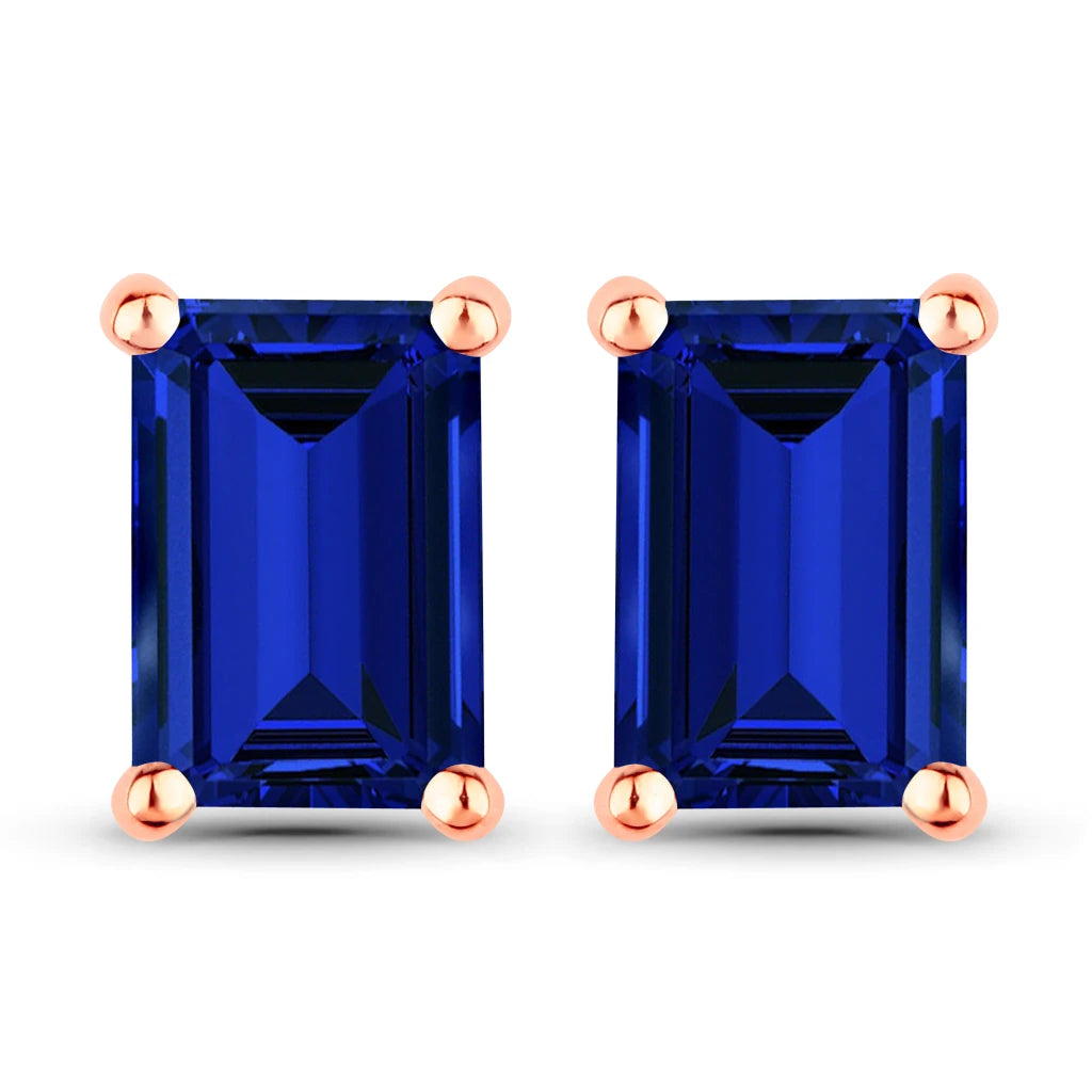 Emerald-Cut Prong Set Stud Earrings