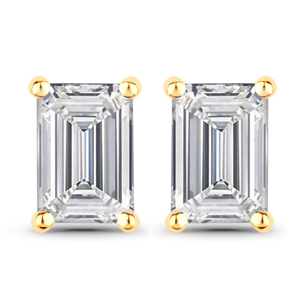 Emerald-Cut Prong Set Stud Earrings