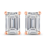 Emerald-Cut Prong Set Stud Earrings