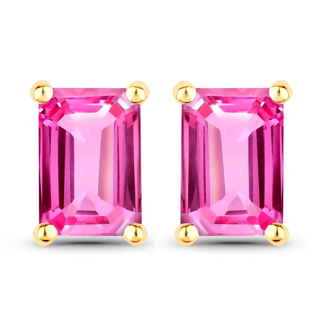Emerald-Cut Prong Set Stud Earrings