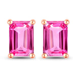 Emerald-Cut Prong Set Stud Earrings