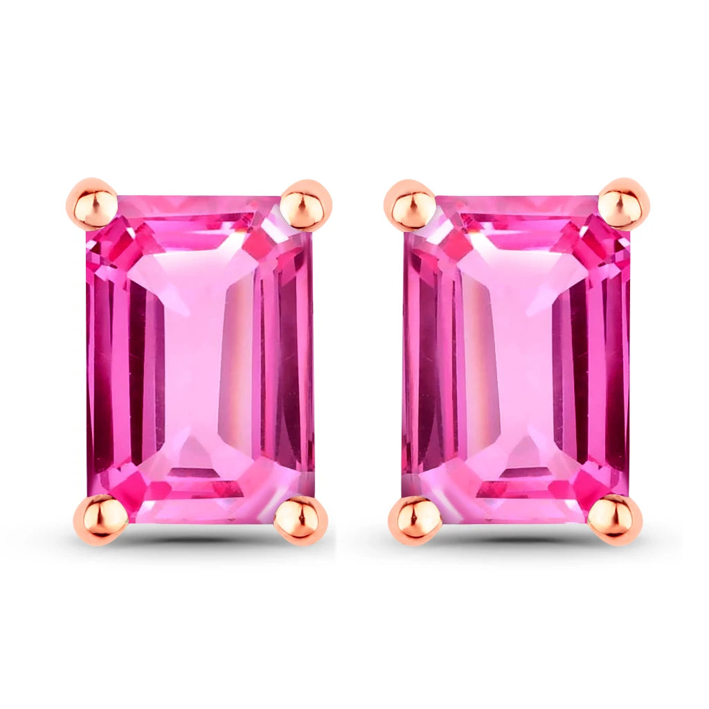 Emerald-Cut Prong Set Stud Earrings