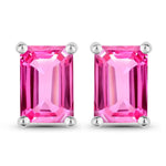 Emerald-Cut Prong Set Stud Earrings