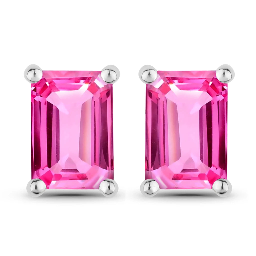Emerald-Cut Prong Set Stud Earrings