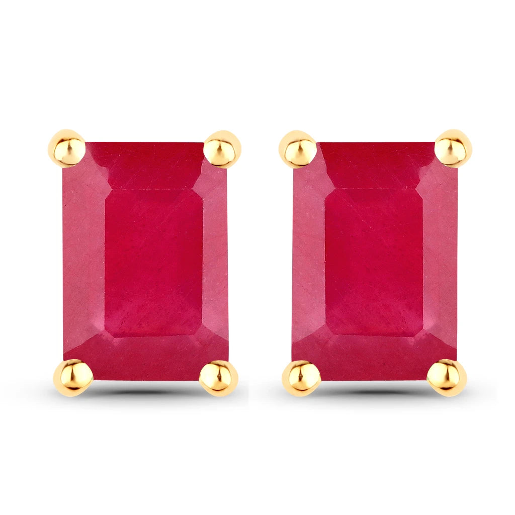 Emerald-Cut Prong Set Stud Earrings