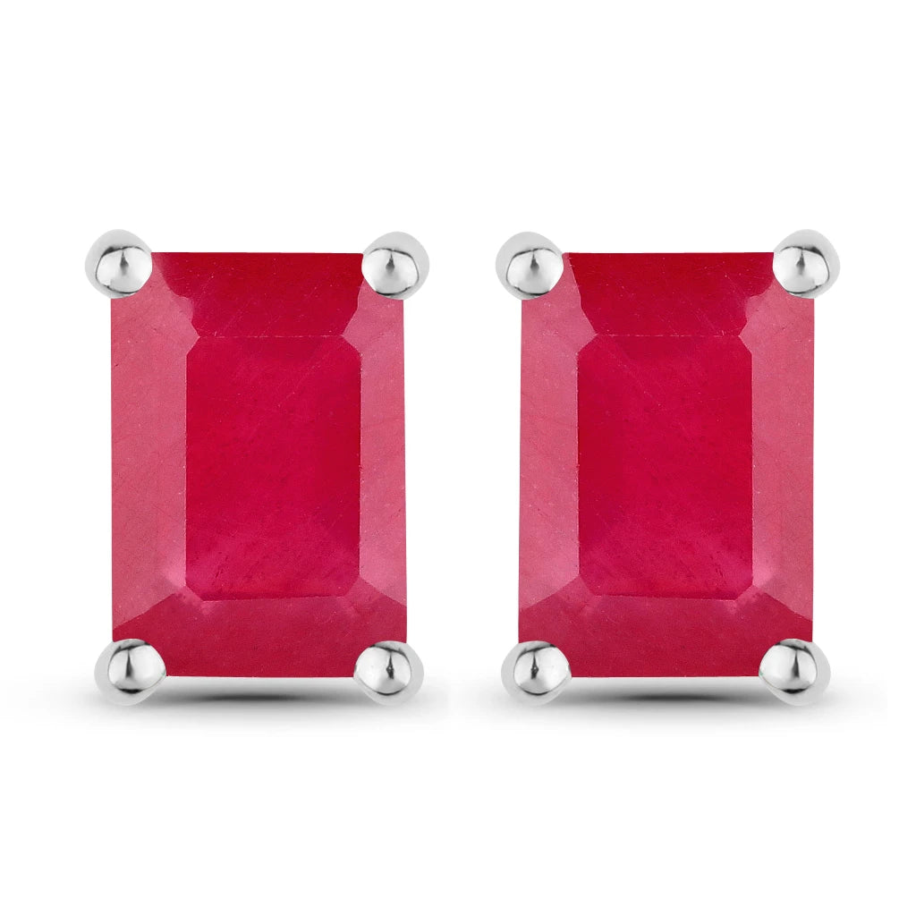Emerald-Cut Prong Set Stud Earrings