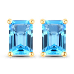 Emerald-Cut Prong Set Stud Earrings