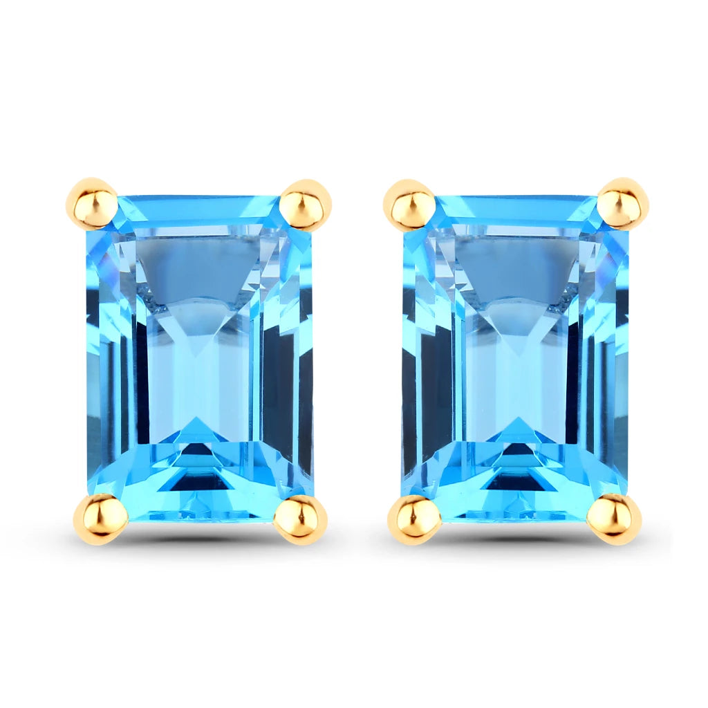 Emerald-Cut Prong Set Stud Earrings