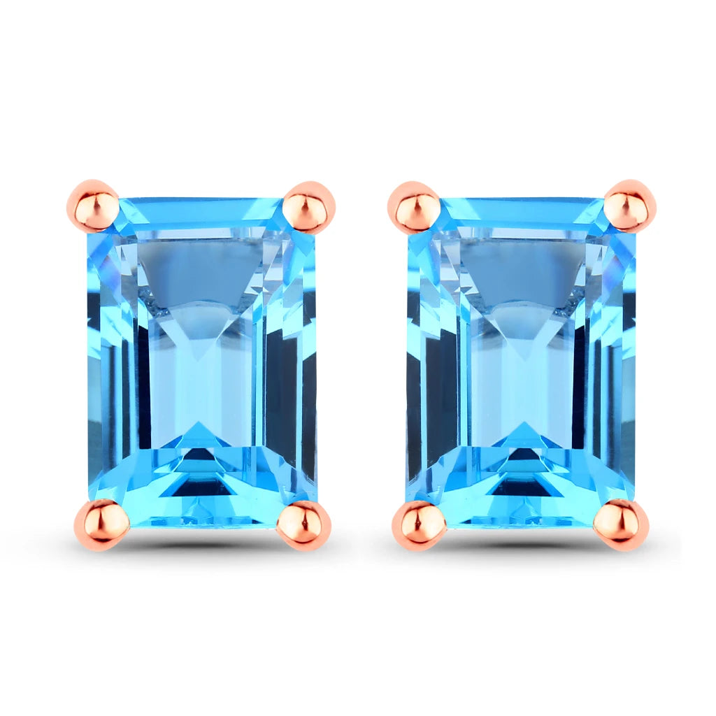 Emerald-Cut Prong Set Stud Earrings