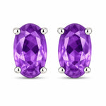 Solitaire Oval Prong-Set Stud Earrings
