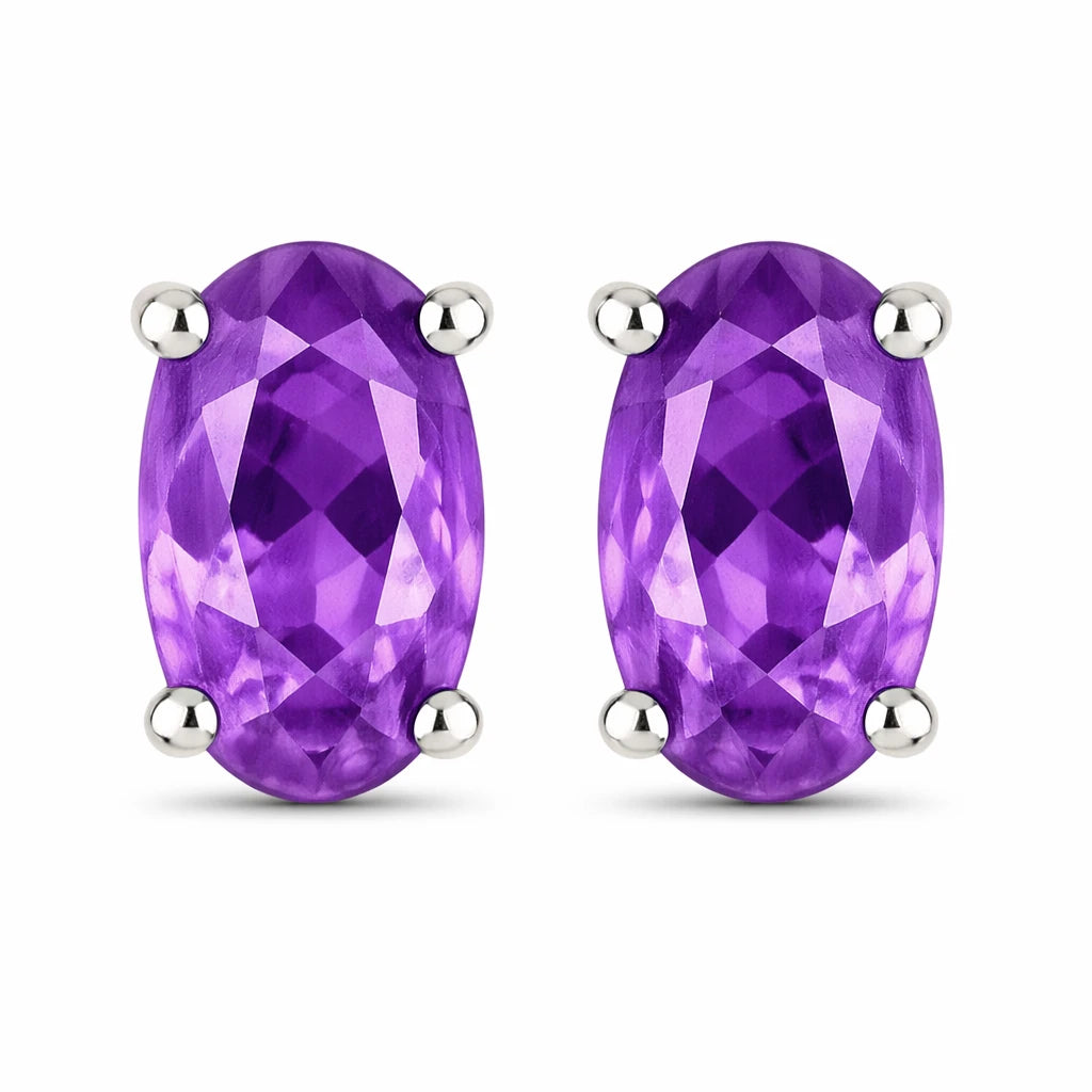 Solitaire Oval Prong-Set Stud Earrings