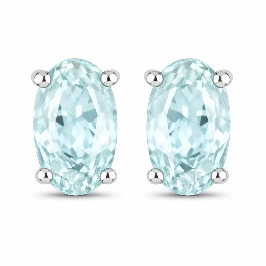 Solitaire Oval Prong-Set Stud Earrings