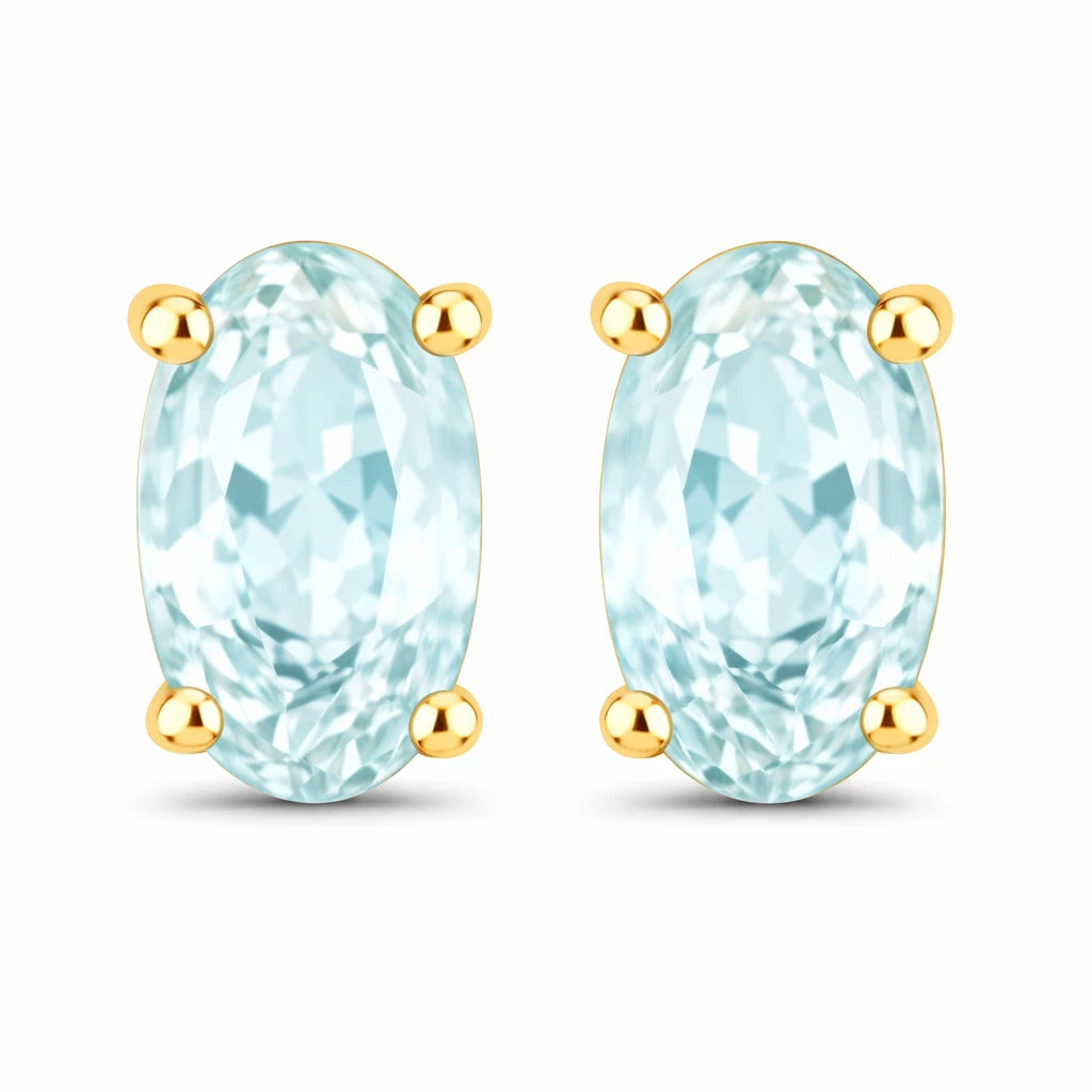 Solitaire Oval Prong-Set Stud Earrings