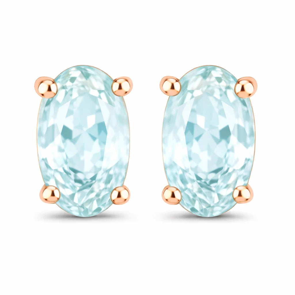 Solitaire Oval Prong-Set Stud Earrings