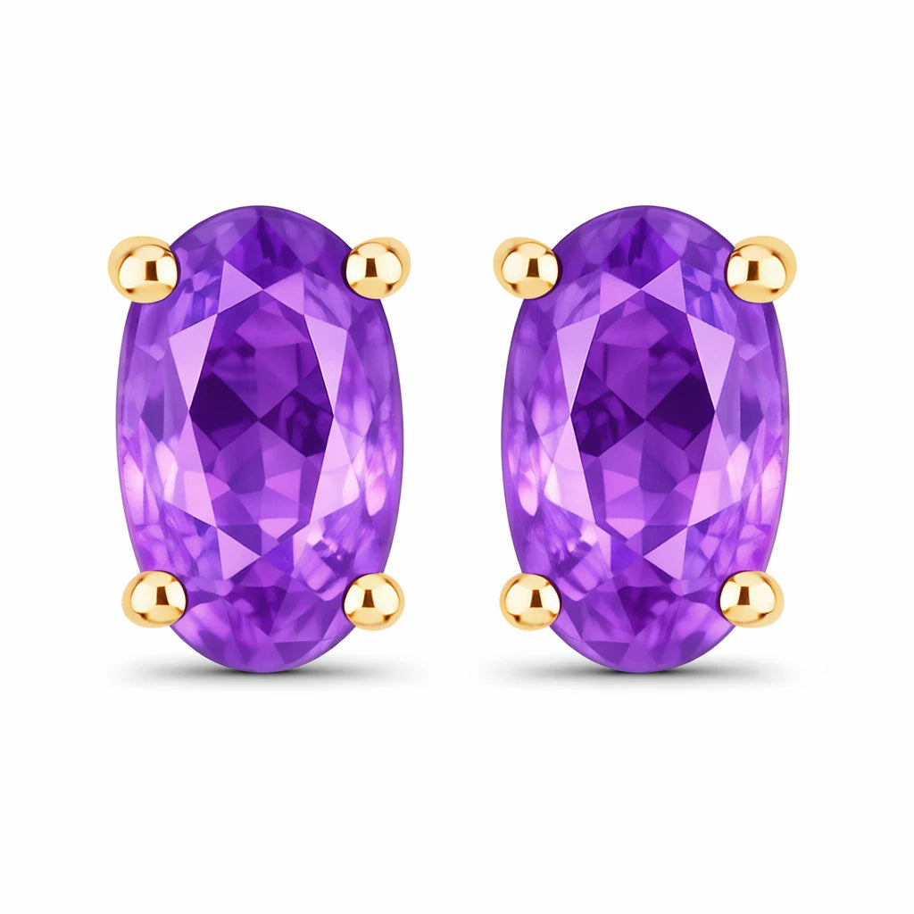 Solitaire Oval Prong-Set Stud Earrings