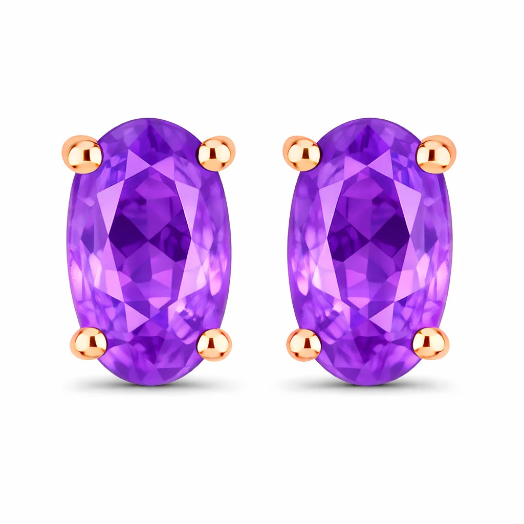 Solitaire Oval Prong-Set Stud Earrings
