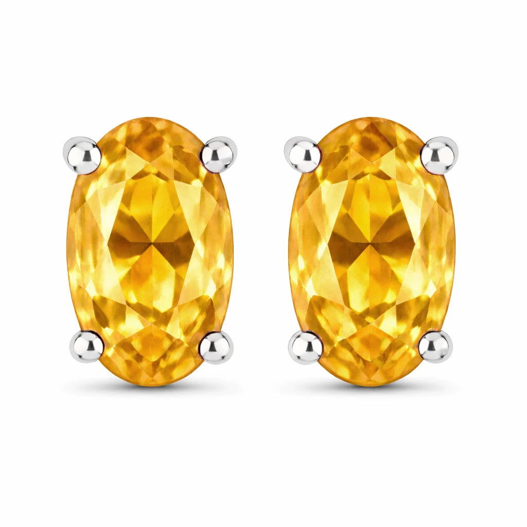 Solitaire Oval Prong-Set Stud Earrings