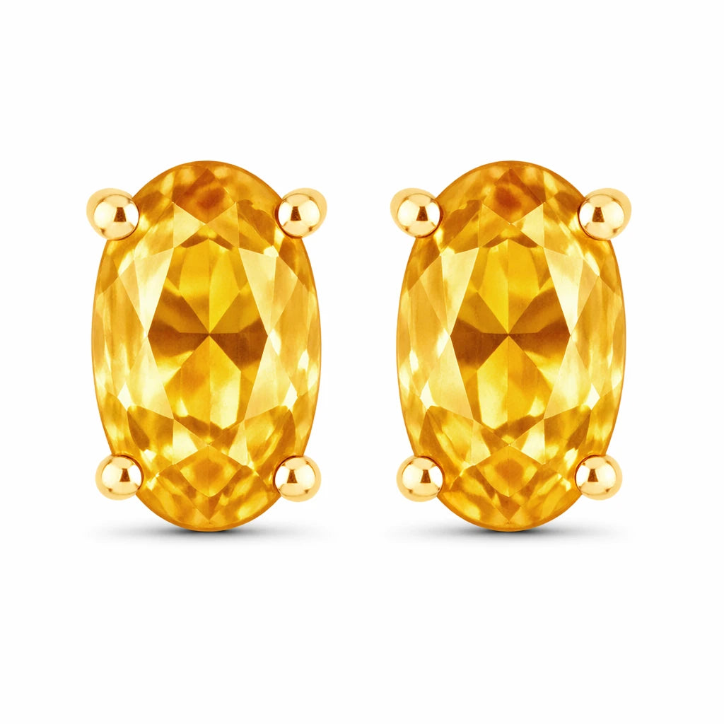 Solitaire Oval Prong-Set Stud Earrings