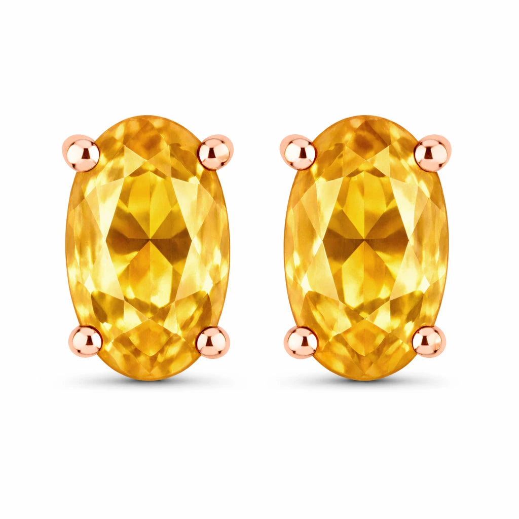 Solitaire Oval Prong-Set Stud Earrings