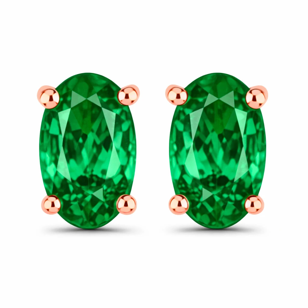 Solitaire Oval Prong-Set Stud Earrings
