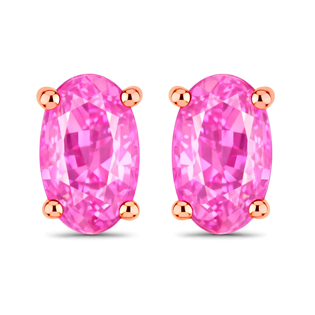 Solitaire Oval Prong-Set Stud Earrings