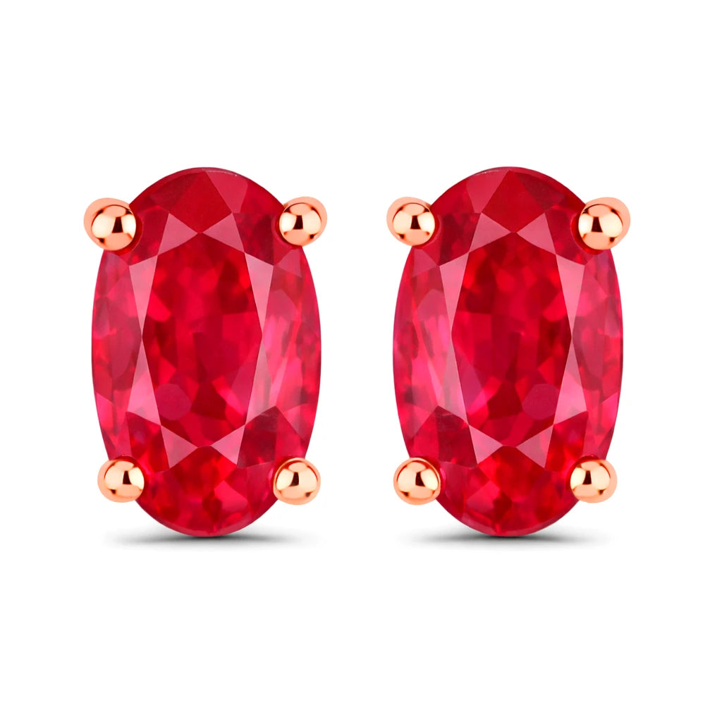 Solitaire Oval Prong-Set Stud Earrings