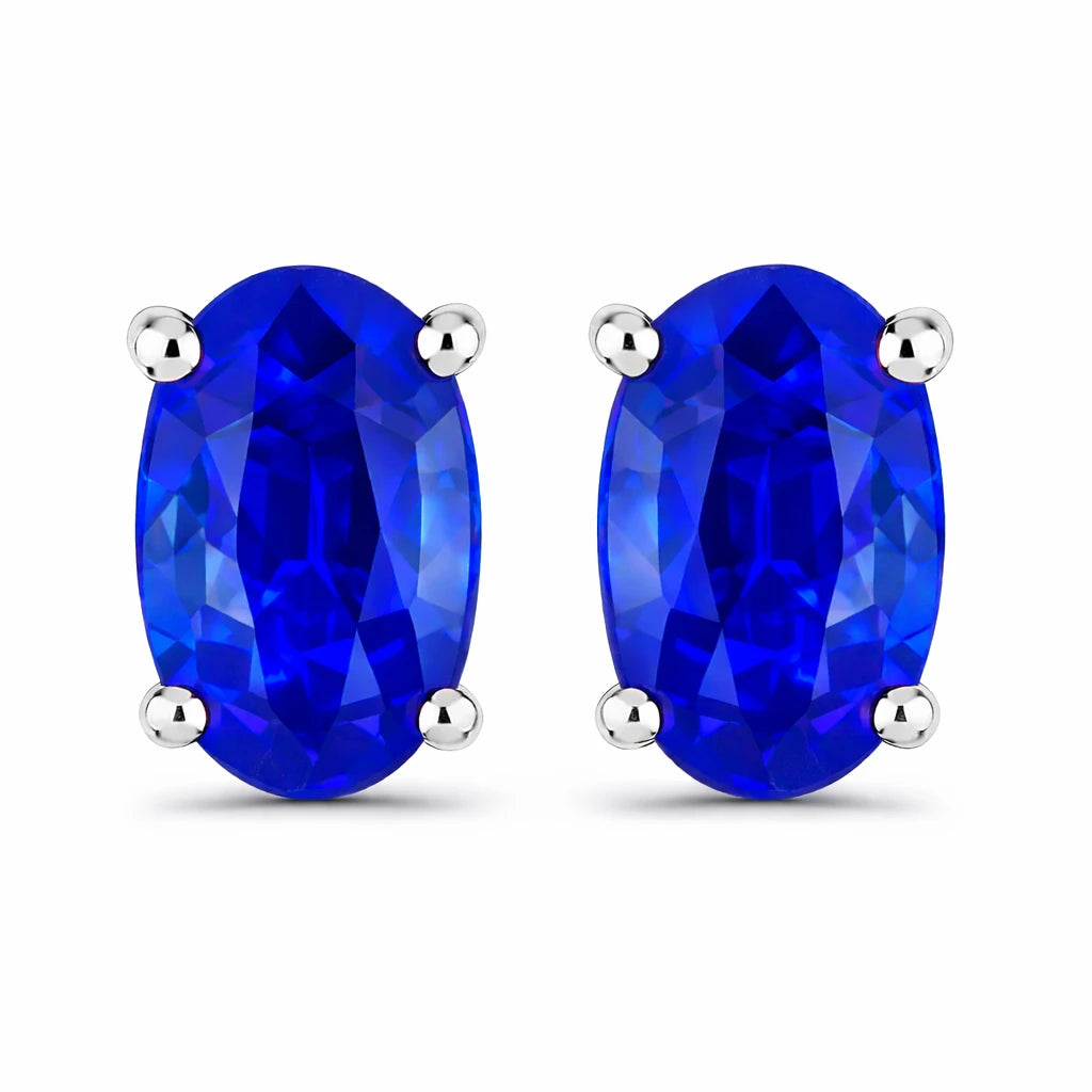 Solitaire Oval Prong-Set Stud Earrings