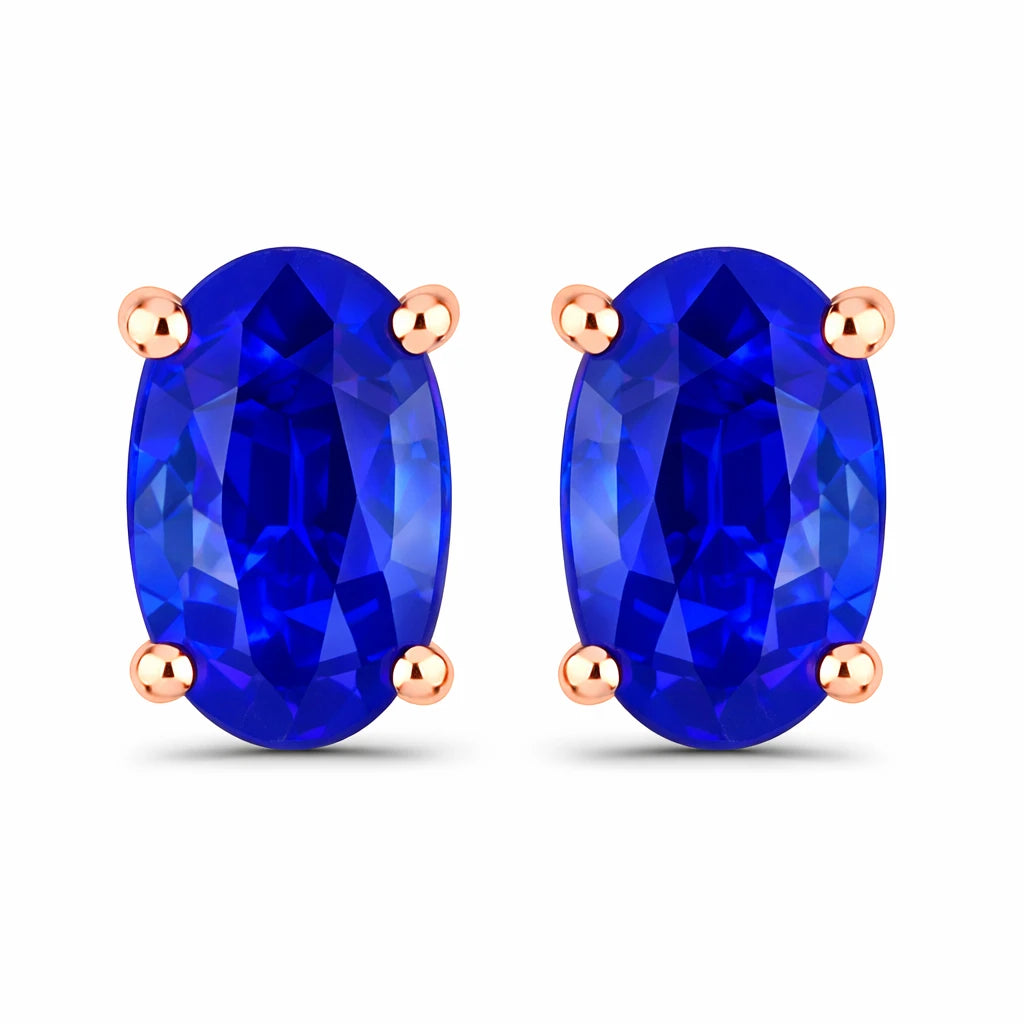 Solitaire Oval Prong-Set Stud Earrings