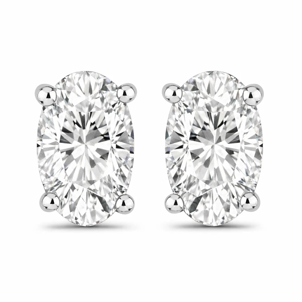 Solitaire Oval Prong-Set Stud Earrings