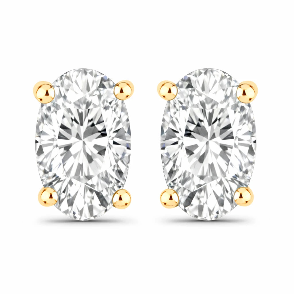 Solitaire Oval Prong-Set Stud Earrings