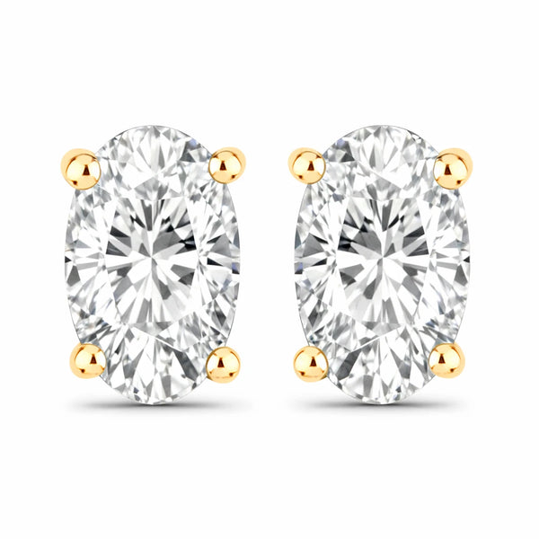 Solitaire Oval Prong-Set Stud Earrings