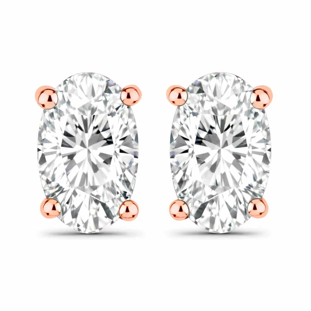 Solitaire Oval Prong-Set Stud Earrings