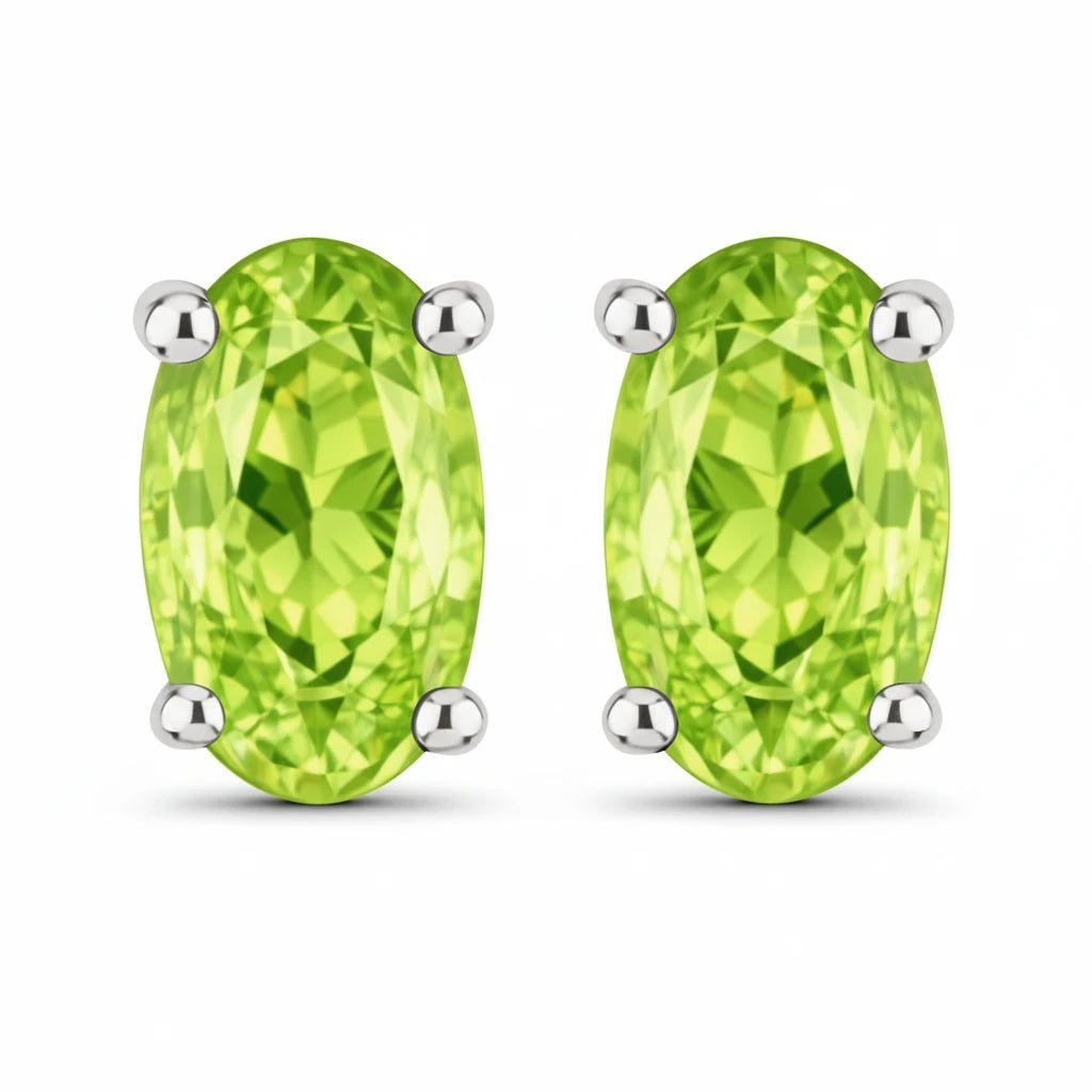 Solitaire Oval Prong-Set Stud Earrings