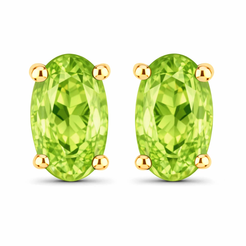 Solitaire Oval Prong-Set Stud Earrings
