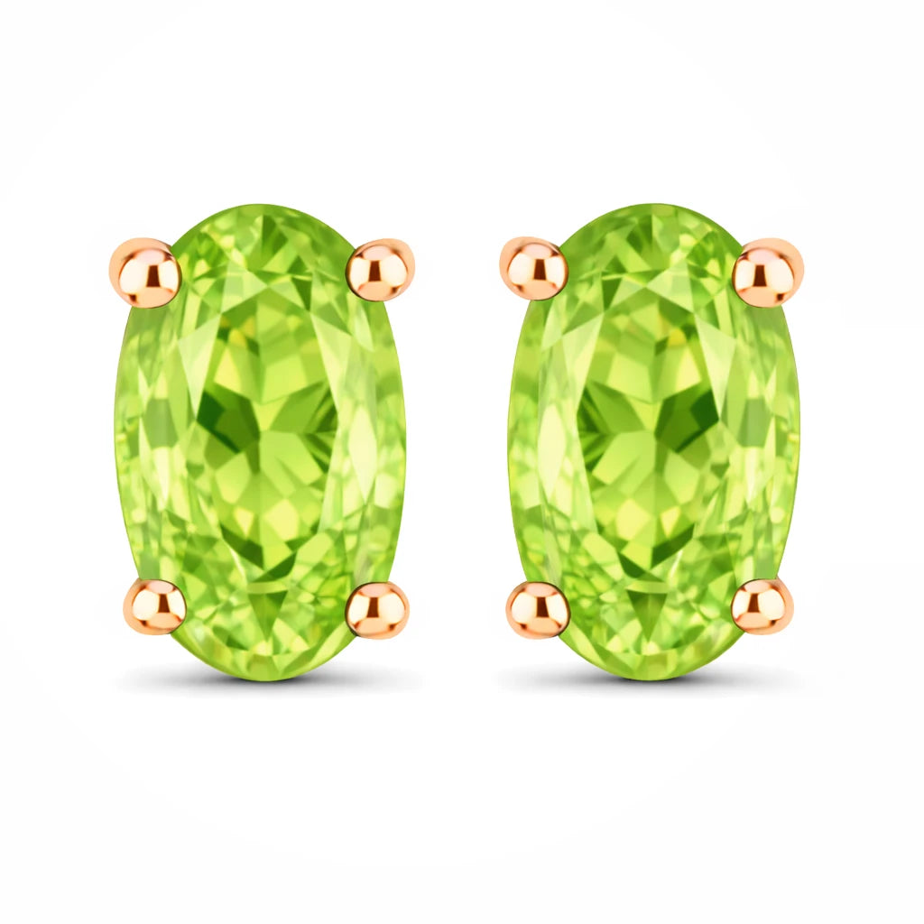 Solitaire Oval Prong-Set Stud Earrings