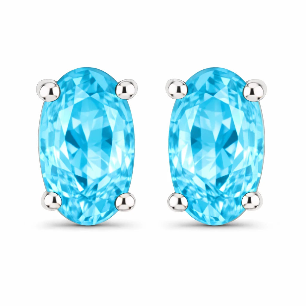 Solitaire Oval Prong-Set Stud Earrings