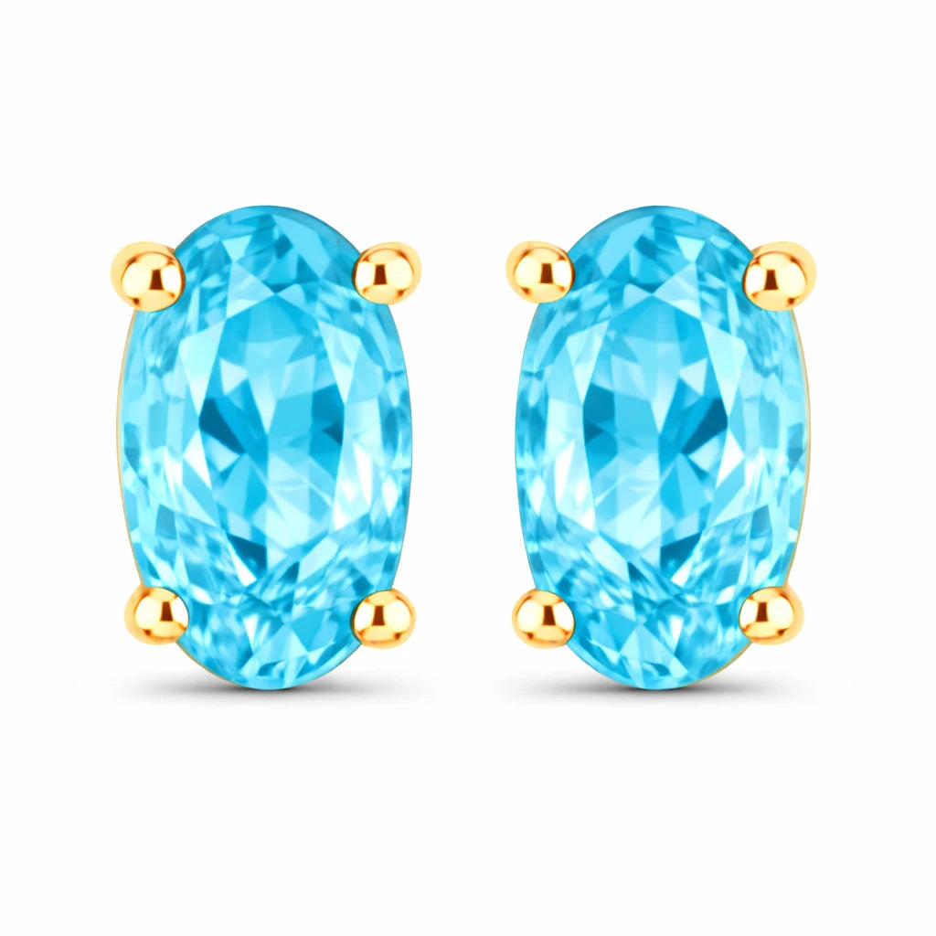 Solitaire Oval Prong-Set Stud Earrings