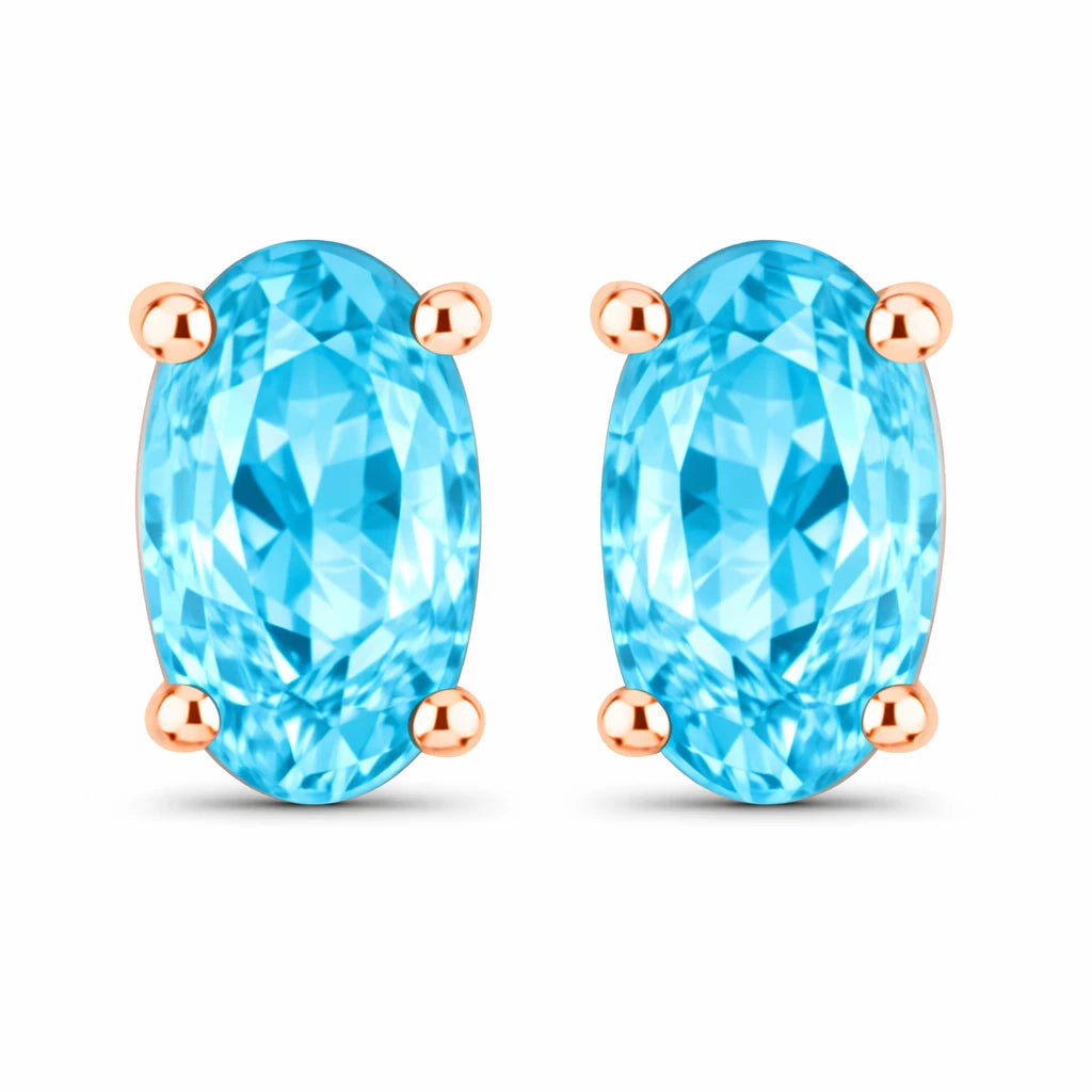 Solitaire Oval Prong-Set Stud Earrings