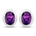Oval Bezel Set Stud Earrings